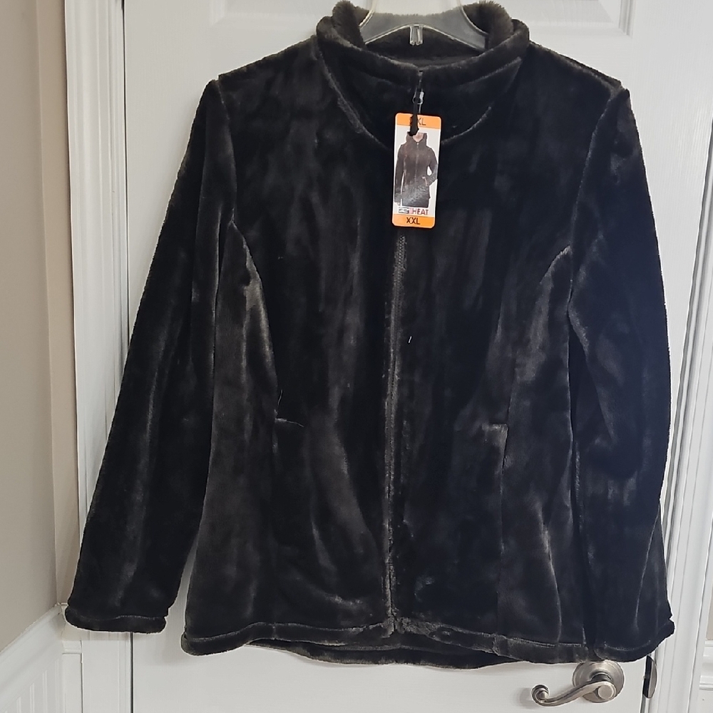 32 Degrees Women's Dark Green Faux Fur Teddy Jacket